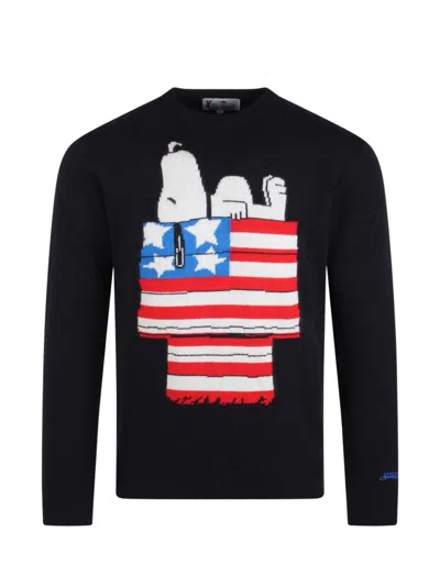 Mc2 Saint Barth Snoopy Usa 61 Sweater In Black
