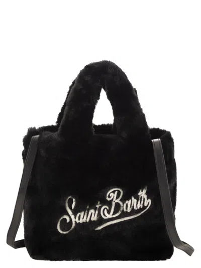 Mc2 Saint Barth Soft Fur Mini Vanity Bag In Black