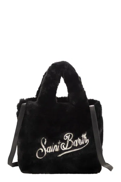 Mc2 Saint Barth Soft Fur Mini Vanity Bag In Black