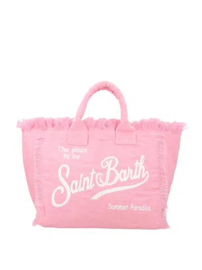 Mc2 Saint Barth Soft Pink Fringed Tote Bag
