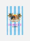 Mc2 Saint Barth Soft Terry Beach Towel With Fiorucci Angels Print Fiorucci Special Edition In Blue
