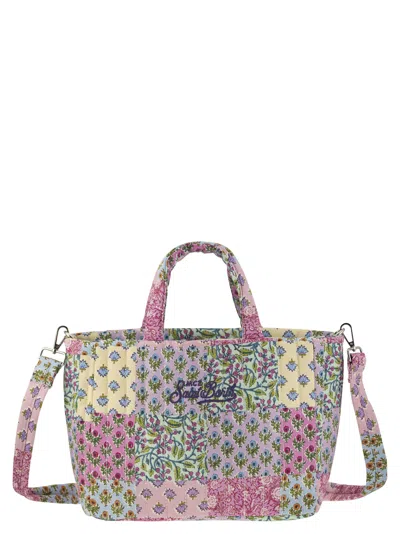 Mc2 Saint Barth Soft Tote Mid Quilted Bag With Flowers In Multicolor