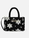 Mc2 Saint Barth Soft Wooly Clarine Handbag With Snowflake Jacquard Pattern In Black