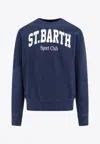 Mc2 Saint Barth Brushed Cotton Sport Club Crew-neck Sweatshirt With Printed In Blue