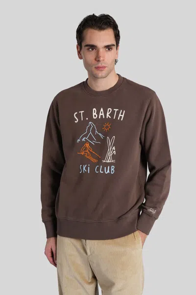 Mc2 Saint Barth Soho Ski-embroidery Sweatshirt In Brown