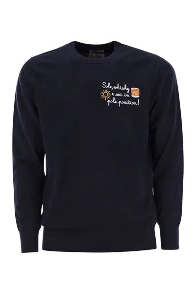 MC2 SAINT BARTH MC2 SAINT BARTH SOLE, WHISKY AND YOU ARE IN POLE POSITION WOOL AND CASHMERE BLEND JUMPER