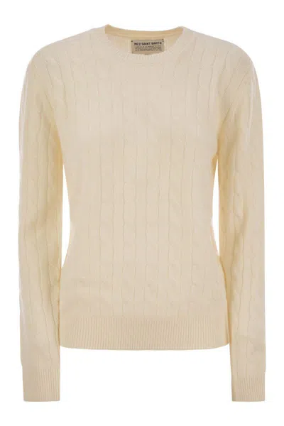 Mc2 Saint Barth Womens Jumper In Wool And Cashmere Blend In Beige