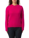 Mc2 Saint Barth Woman Crewneck Fuchsia Sweater With St. Barth Embroidery In Fuxia