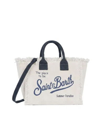 Mc2 Saint Barth Spacious Sponge Tote Bag With Removable Strap And Logo In White