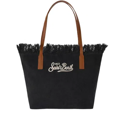 Mc2 Saint Barth Spacious Tote Bag With Textured Body In Black