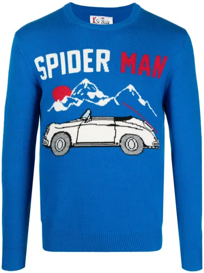 Mc2 Saint Barth Spider Man Knitted Jumper In Blue