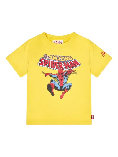 Mc2 Saint Barth Spider-man Print T-shirt In Yellow