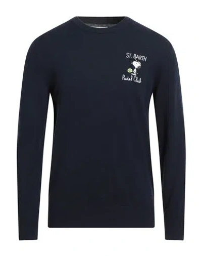 Mc2 Saint Barth Sport Club Man Sweater Midnight Blue Size L Wool, Viscose, Polyamide, Cashmere