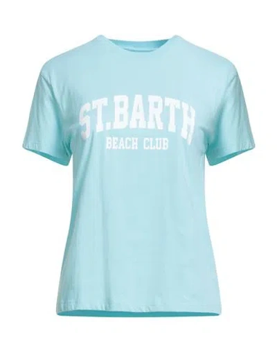 Mc2 Saint Barth Sport Club Woman T-shirt Sky Blue Size M Cotton
