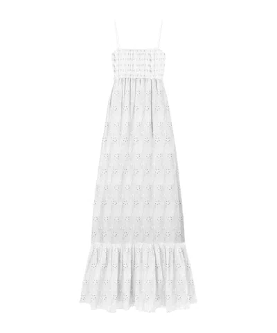 Mc2 Saint Barth Square Neck Midi Dress In White