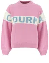 Mc2 Saint Barth Square Shape Stripe Jumper With Soft Crew Neck In Pink