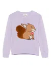 Mc2 Saint Barth Squirrel-embroidered Sweater In Purple