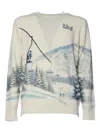 Mc2 Saint Barth Ivory Jacquard Print Heron Sweater In Gray
