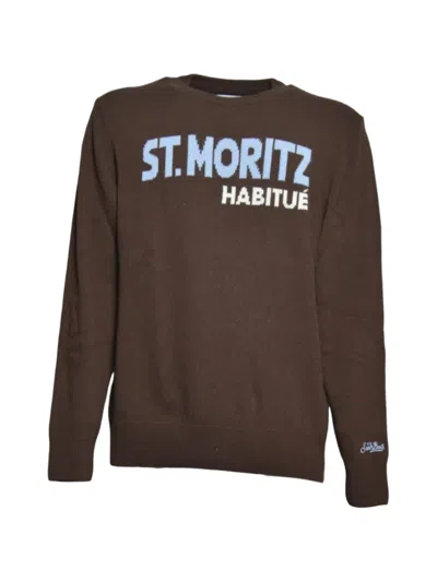 Mc2 Saint Barth St. Moritz Intarsia-knit Sweater In Brown