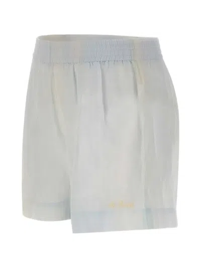 Mc2 Saint Barth St. Tropez-print Ramie Shorts In Gray