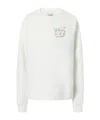 Mc2 Saint Barth Stardust Cotton Sweatshirt In White With Rhinestone Appliqué Après Ski Queen In White