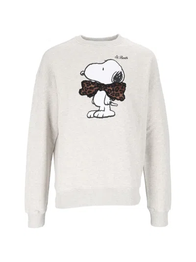 Mc2 Saint Barth Stardust Snoopy Bow Embroidered Crewneck Sweatshirt In Gray
