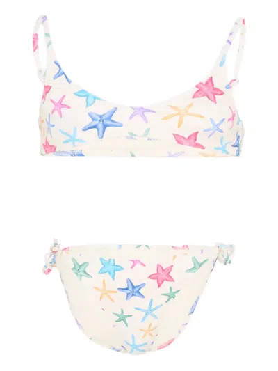 Mc2 Saint Barth Kids' Starfish Print Bikini In Neutral