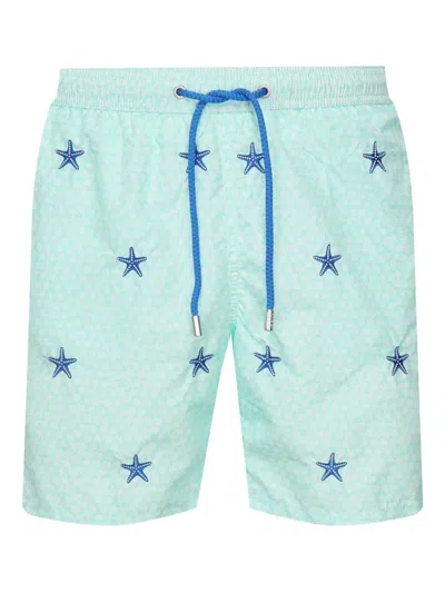 Mc2 Saint Barth Starfish-print Drawstring Swim Shorts In Blue