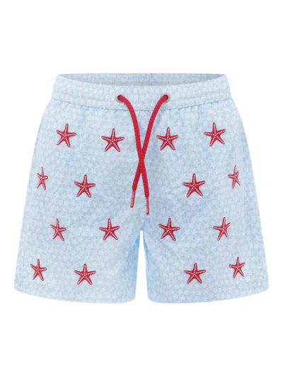 Mc2 Saint Barth Kids' Starfish-print Swim Shorts In Blue