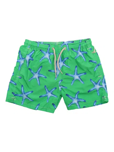 Mc2 Saint Barth Kids' Starfish-print Swim Shorts In Green