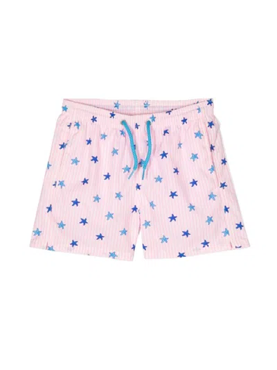 Mc2 Saint Barth Starfish Striped Swim Shorts In 粉色