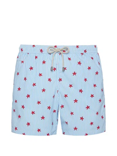 Mc2 Saint Barth Starfish-print Striped Swim Shorts In Animal Print