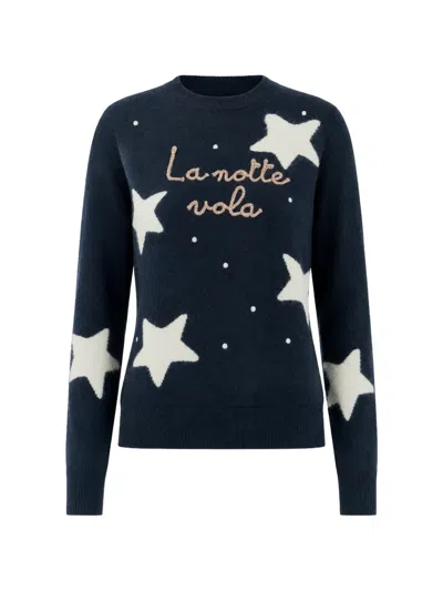 Mc2 Saint Barth Star-intarsia Embroidered Sweater In Blue