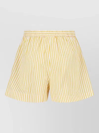 Mc2 Saint Barth Straight Shorts Striped Pattern Summer Style In Yellow