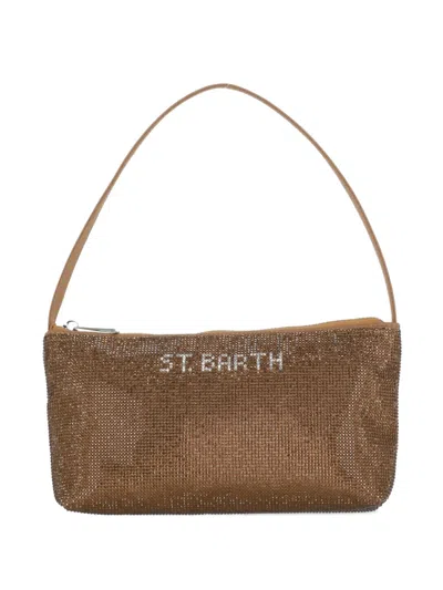 Mc2 Saint Barth Strass-embellished Clutch Bag In Brown