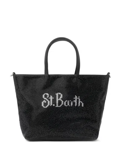 Mc2 Saint Barth Strass Rhinestone-embellished Mini Bag In Black