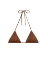 Mc2 Saint Barth Annabelle Strass-embellished Triangle Bikini Top In Brown