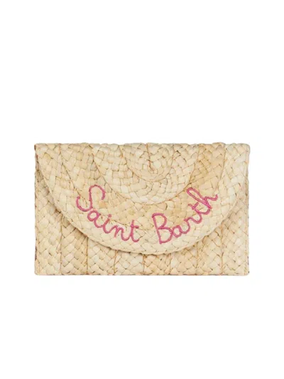 Mc2 Saint Barth Straw Envelope Handbag In Burgundy