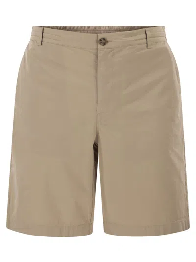 Mc2 Saint Barth Stretch Cotton Chino Shorts With Elasticated Waistband In Green