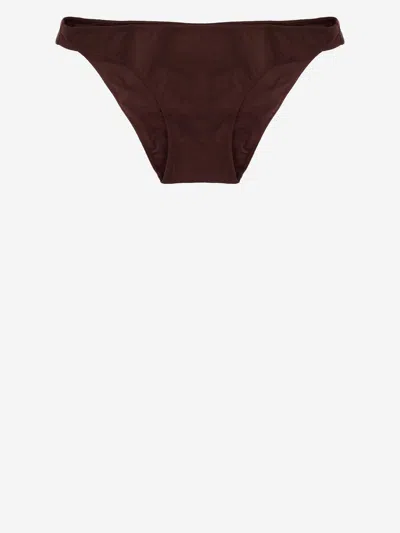 Mc2 Saint Barth Stretch Nylon Bikini Bottoms In Brown