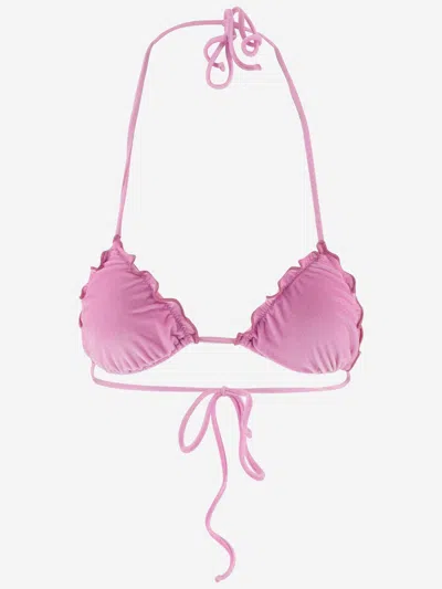 Mc2 Saint Barth Stretch Nylon Bikini Top In Pink