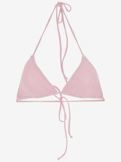 Mc2 Saint Barth Stretch Nylon Bikini Top In Pink