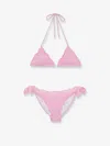 Mc2 Saint Barth Stretch Nylon Sarius Bikini With Striped Pattern In Pink