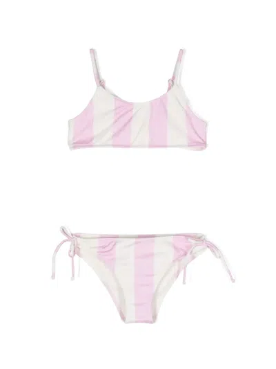 Mc2 Saint Barth Kids' Stripe-pattern Bikini In Pink