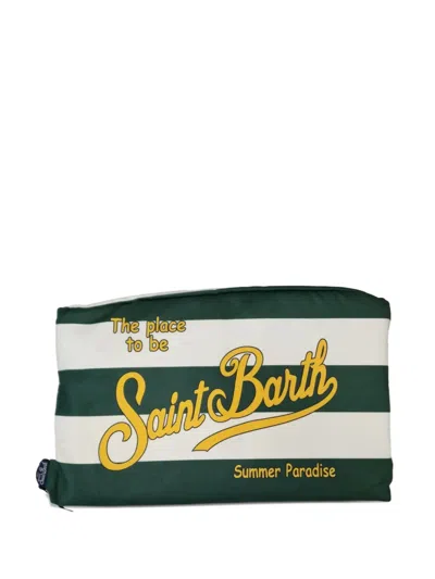 Mc2 Saint Barth Stripe-print Pouch In Green