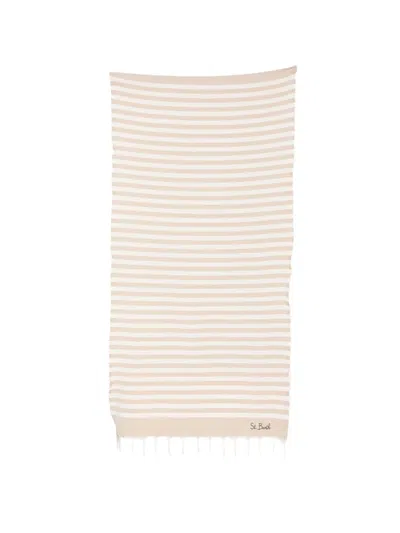 Mc2 Saint Barth Striped Beach Towel In Neutral