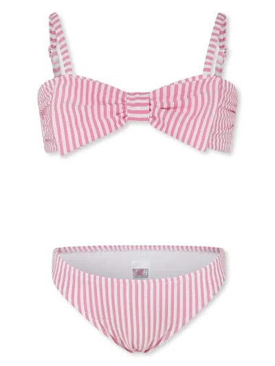 Mc2 Saint Barth Kids' Striped Bikini In Pink