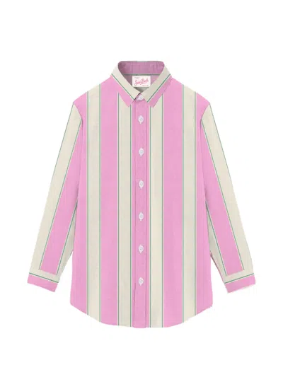 Mc2 Saint Barth Striped Buttoned Shirt In Pink