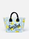 Mc2 Saint Barth Striped Cotton Canvas Colette Handbag In Sky