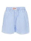 Mc2 Saint Barth Striped Cotton Shorts In Blue